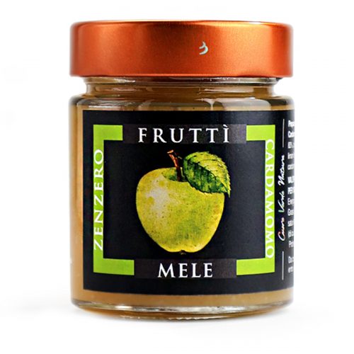 Fruttì confettura artigianale in vaso da 150g mele golden con cardamomo e zenzero macinati.