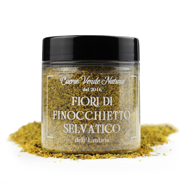 Elegante barattolino pet di fiori di finocchietto selvatico