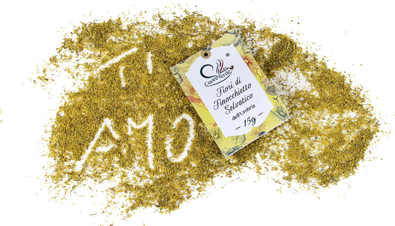 Fiori-di-finocchietto-selvatico in confezione pocket da 15 grammi prodotta da Cuore Verde Natura